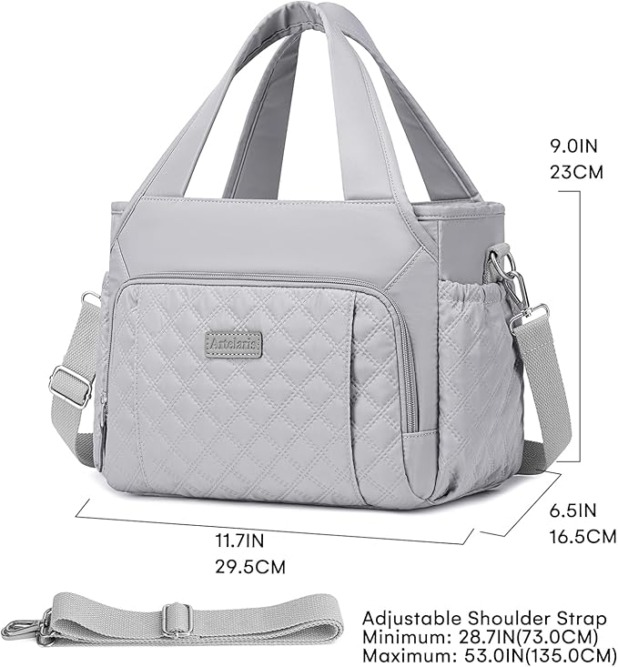 Artelaris Lunch Bag for Women, Insulated Lunch Box for Work, Large Leakproof Cooler Purse with Side Pockets & Removable Shoulder Strap Women's Lunch Tote Bag for Picnic Beach Cute Lunch Bags (Gray)