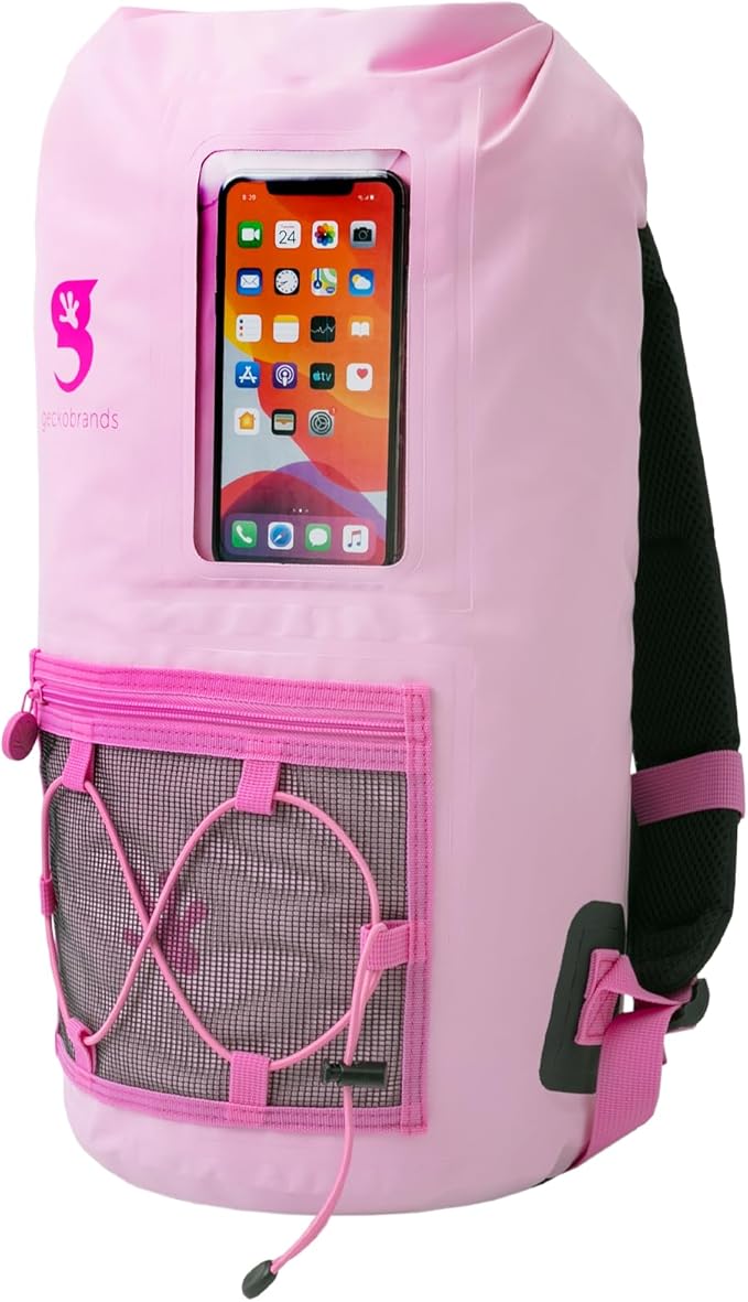 geckobrands Hydroner 20L Waterproof Dry Bag Backpack – Lightweight Roll-Top Bag with Clear Phone Pouch for Outdoor Activities