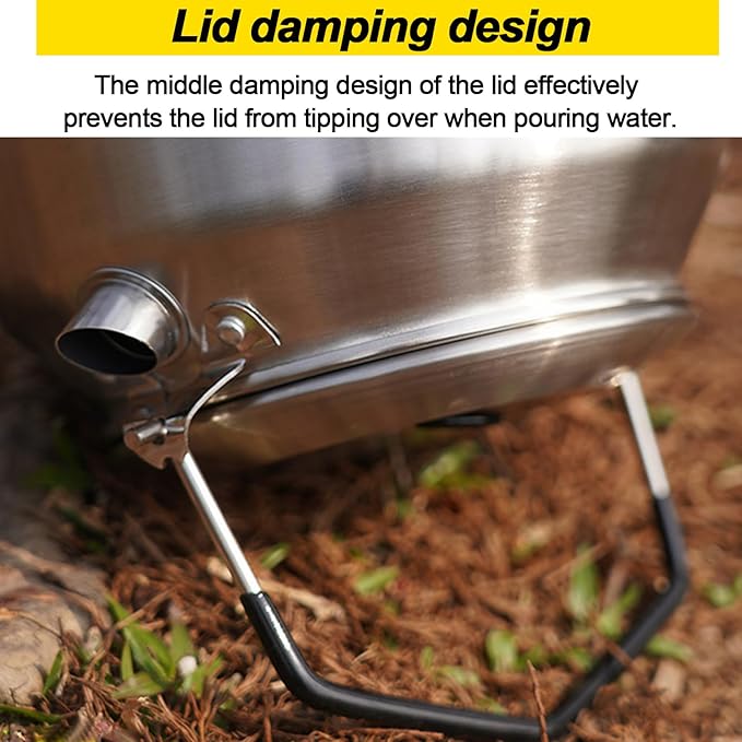 Camping Kettle Outdoor Campfire Camp Kettle, 1L Stainless Steel camping tea kettle Coffee Pot, Portable Lightweight Teapot Fast Heating Boiling Water, Ideal for Hiking Picnic Travel, Silver