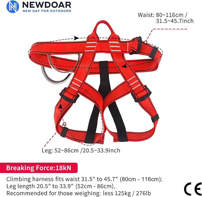 NewDoar Climbing Harness, Mountaineering Rock Climbing Harness, Half Body Harness for Rappelling Fire Rescuing Tree Climbing