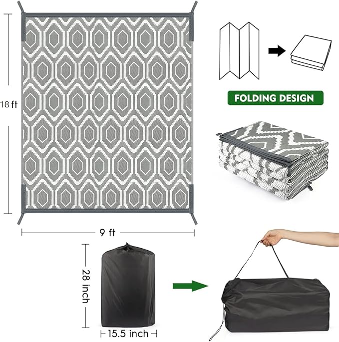 Outdoor Camping Rugs Patios Clearance Plastic Straw Rug Weatherproof Reversible Mats, Large Floor Mat for RV, Backyard, Deck, Picnic, Beach, Trailer, Camping