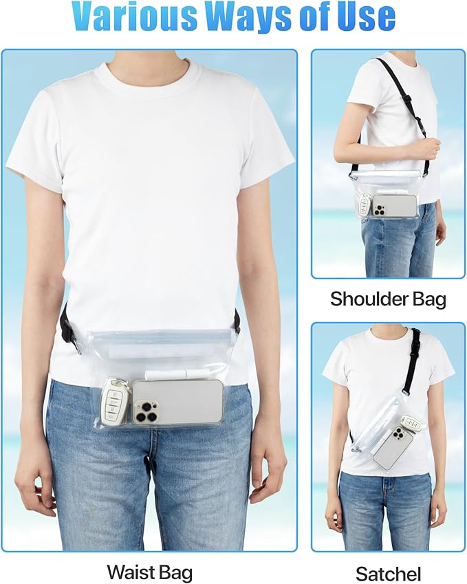 F-color Waterproof Fanny Pack - Waterproof Phone Pouch with Waist Strap - Cruise Essentials 2025 Must Haves Waterproof Pouch Dry Bag Keep Phone Valuables Safe for Beach Kayaking Boating Fishing