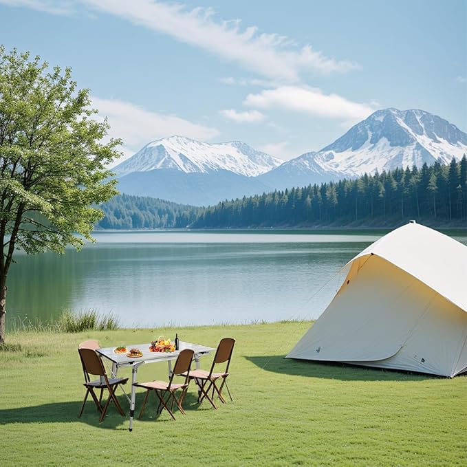 ZWANG Camping Table Foldable Portable with Adjustable Legs, Aluminum Folding Table Roll Up Table with Carrying Bag for Outdoor, Lightweight for Camping, Beach, Backyards, BBQ, Party and Picnic