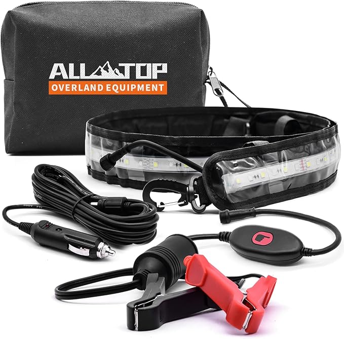 ALL-TOP Dimmable LED Camping Light Flexible Strip IP68 with Mounting Jacket - 1300 Lumen - IP68 Dual-Protection Water Resistanc Perfect for RV Camping and Overland