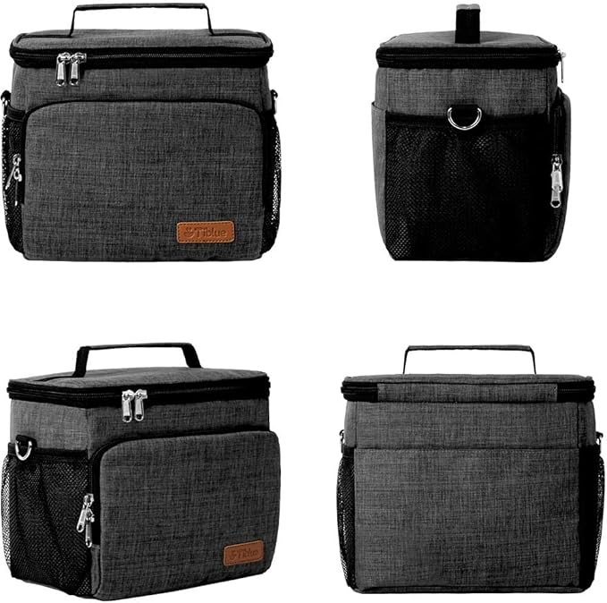 Tiblue Insulated Lunch Bag, Leakproof, Freezable Cooler for Office, School, Picnics, Adjustable Strap, For Adults & Kids