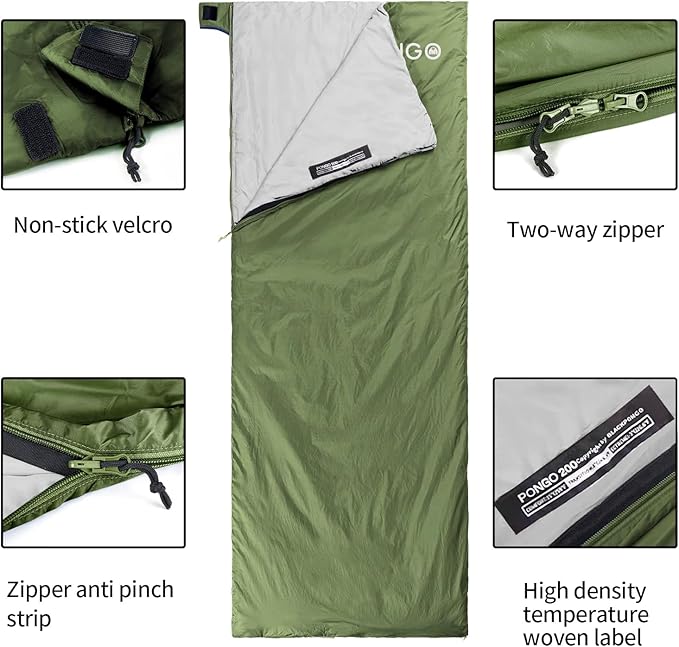 Ultralight Sleeping Bag - Envelope Lightweight Portable, Waterproof, Comfort with Compression Sack - Great for 3 Season Traveling, Camping, Hiking