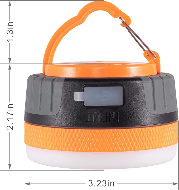 LIT-PaTH LED Camping Lantern, Rechargeable Light with Magnet Base, 2200 mAh, Survival Kit for Emergency, Hurricane, Outage, Medium Orange, 1 Pack
