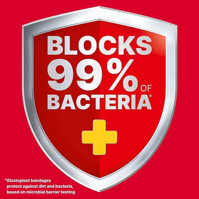 ELASTOPLAST Fabric and Plastic Adhesive Bandages Variety Pack (80 Strips), Flexible & Water-Resistant Bandage with All-Around Adhesion, Ideal for First Aid Kit {Imported from Canada}