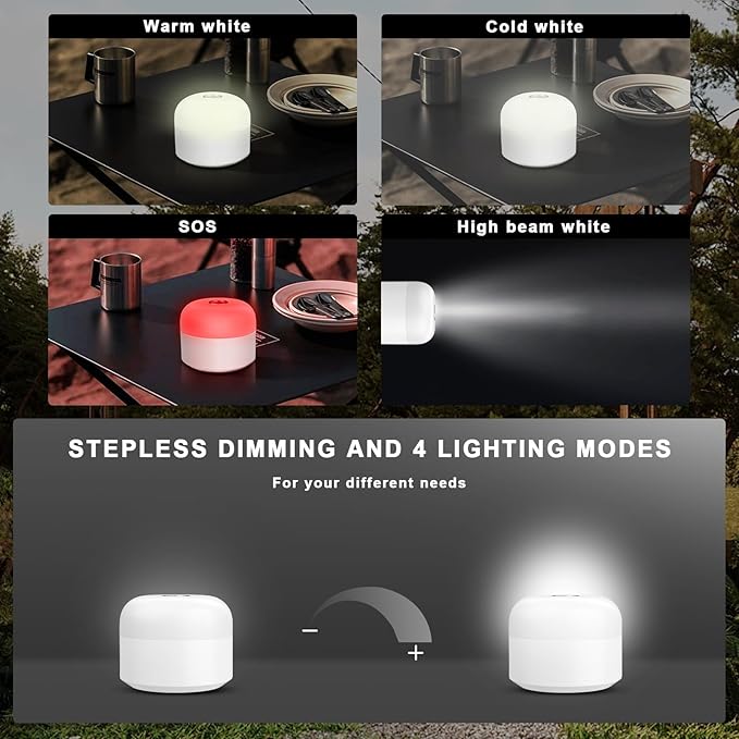 Outdoor Camping Light Portable Tent Light, 4000 mAh Charger Camping Light, Signal Light, Flashlight Light, Hurricane Emergency Light, Power Outage, Home, Hiking (White)