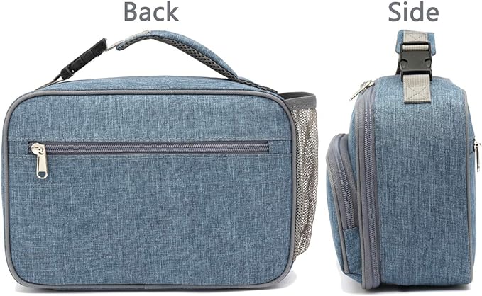 FlowFly Kids Lunch box Insulated Soft Bag Mini Cooler Back to School Thermal Meal Tote Kit for Girls, Boys,Navy