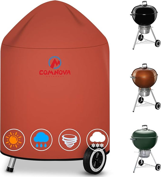 Comnova Charcoal Kettle Grill Cover - Heavy Duty Waterproof BBQ Cover for 18 Inch Weber Original Charcoal Kettle, Cuisinart and More
