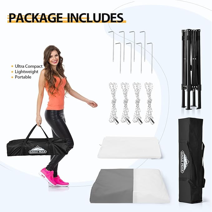 EAGLE PEAK Flex Ultra Compact 4x4 Pop-up Canopy, Sun Shelter, Changing Room, Portable Privacy Canopy Cabana for Pool, Fashion Photoshoots, or Camping, 4x4 ft, White