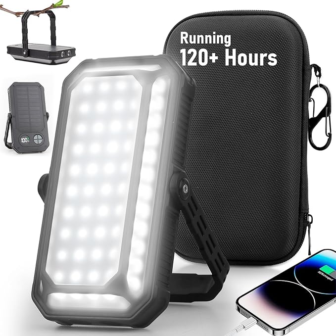 LED Camping Lantern Rechargeable 4000LM, 10000mAh Portable Camping Lights up to 120+ Hours, 12 Light Modes, Dimmable, LCD Digital Display, Waterproof, Camping Essentials for Power Outages, Emergency