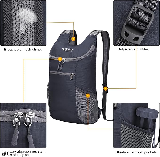 G4Free Lightweight Packable Hiking Backpack for Men Women Small Hiking Daypacks Foldable Shoulder Pack Casual Outdoor Bag 11L