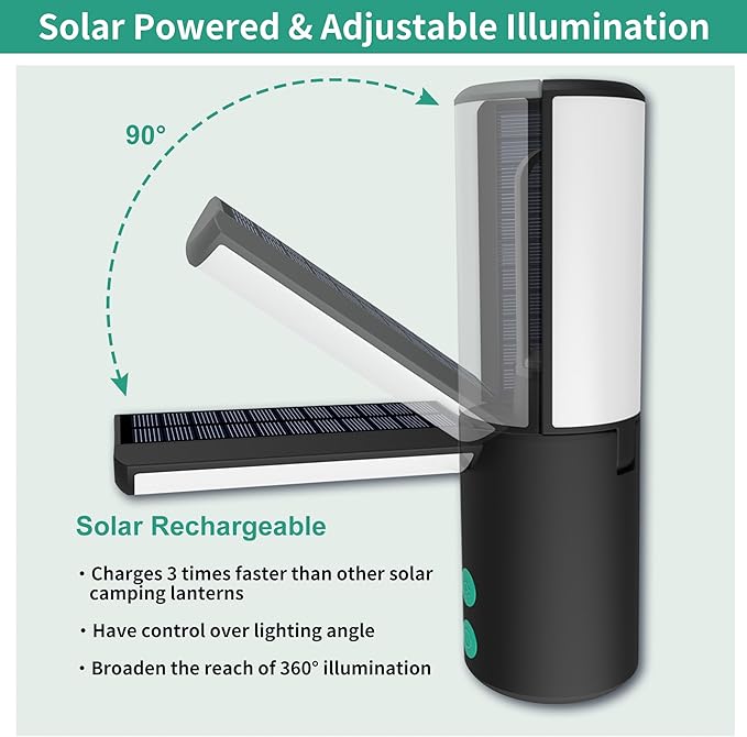 JINHODY Rechargeable LED Lantern - 8000mAh Solar Powered, 4000LM Camping Lights for Indoor/Outdoor Use, USB Charging, Emergency Flashlight