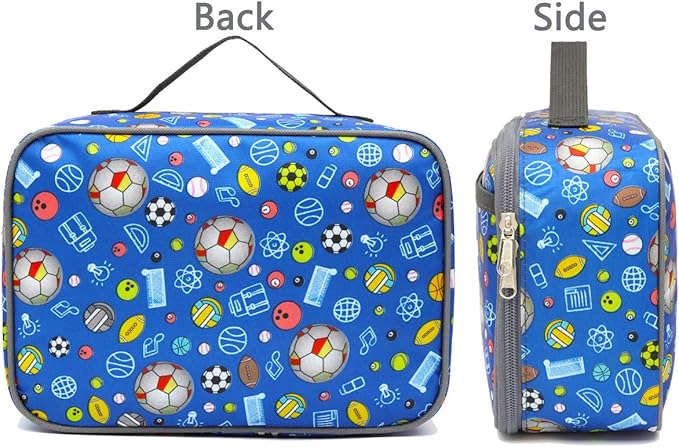 FlowFly Kids Lunch box Insulated Soft Bag Mini Cooler Back to School Thermal Meal Tote Kit for Girls, Boys,football