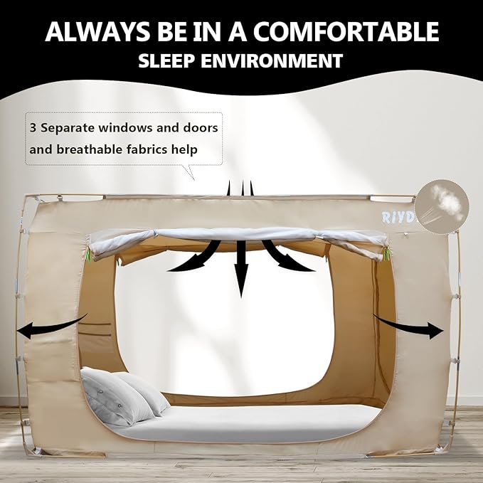 Bed Tent Bed Canopy Full Size Tents for Adult and Kids- Original Design Portable Dream Tent Indoor Sleeping 80% Blackout with 3 Doors Breathable Big Space Tents