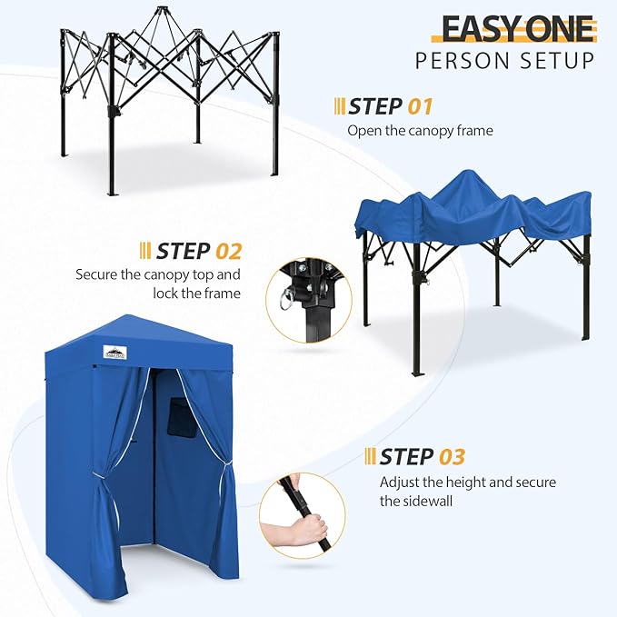 EAGLE PEAK Flex Ultra Compact 4x4 Pop-up Canopy, Sun Shelter, Changing Room, Portable Privacy Canopy Cabana for Pool, Fashion Photoshoots, or Camping, 4x4 ft, Blue