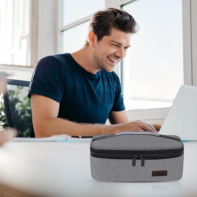 Gloppie Small Lunch Bag, Mini Lunch Box for Adults & Kids - CPC Certified, Food-Grade Lining | Portable Cooler for Work, School, Travel, (Grey)