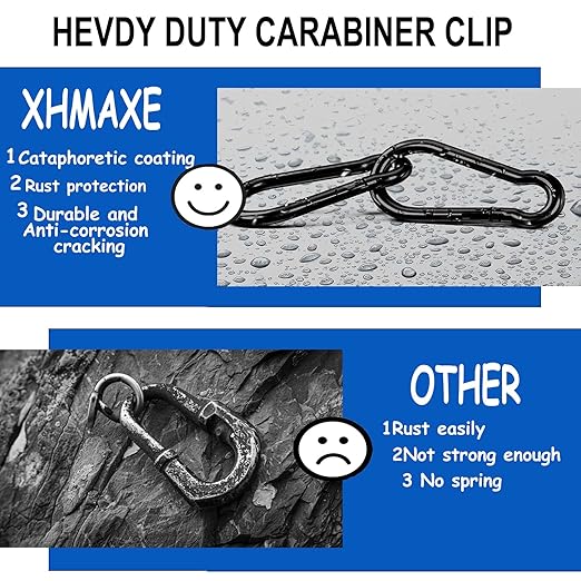 200PCS M4 Black Carabiner Clip,1.57''Inch Bulk Snap Hook Quick Link Small Carabiner Clips,Spring Link Buckle for Fishing Camping Hammock Dog Leashes-270LBS Holding Capacity