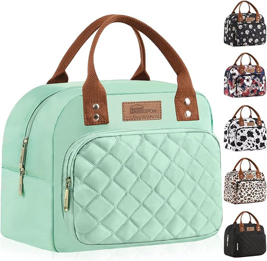 Buringer HOMESPON Lunch Bag for Woman Man Adults with Front Pocket Insulated Lunch Tote Lunch Box Container for Work Picnic or Travel（Green）