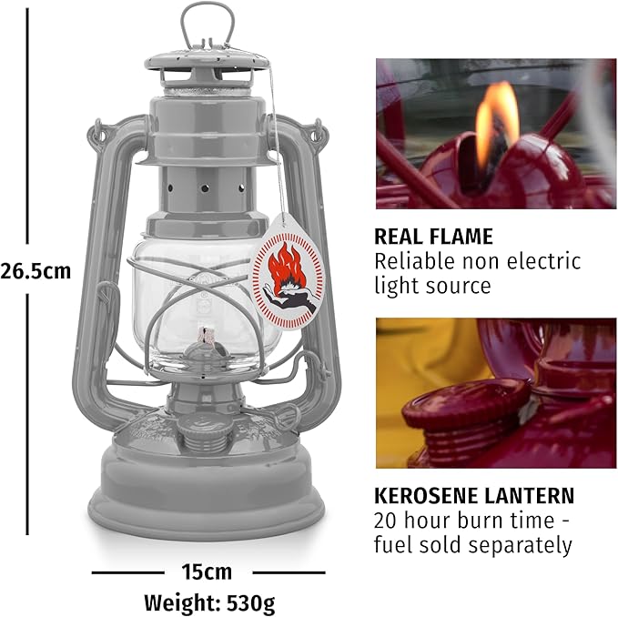 Outdoor Kerosene Fuel Lantern, German Made Weather Resistant Baby Special 276 Galvanized Hurricane Lamp for Camping or Patio, 10 Inches, Cobalt Blue