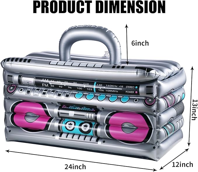 Inflatable Cooler for Parties, Radio Designed Style Inflatable Drink Cooler for Parties, Blow up Party Cooler for 80s90s Party Decorations