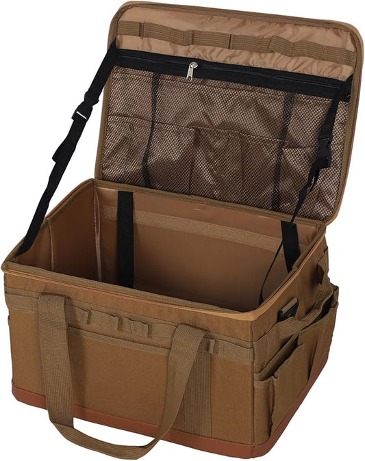 Fockety Camping Storage Bag, Large Capacity 30L BBQ and Picnic Bag Organizer with Handles, Hard Design Trunk Organizer Multipurpose Tactical Bags