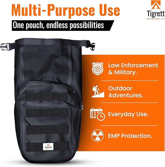 Dry Shield MOLLE Faraday Bag (9.5" x 6" x 2.5"), Signal Blocking, Waterproof & Submersible Tactical Bag with RF Shielding for Electronic Security