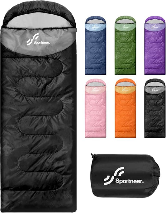 Sportneer Sleeping Bags for Adults, Warm & Cold Weather Sleeping Bag for Adults Kids Boys Girls - Lightweight Compact Camping Gear Equipment, Traveling, Backpacking, Hiking