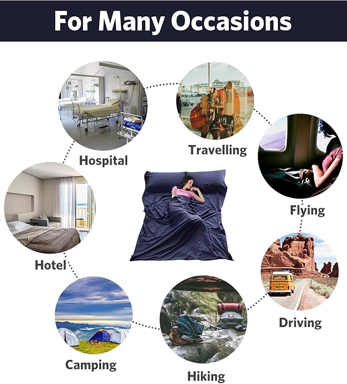 Sleeping Bag Liner Ultralight Travel Sheet Dirt-Proof Travel Camping Sheet Sleeping Sheet Hotel Sheet for Outdoor Travel Hiking Hotels Picnics