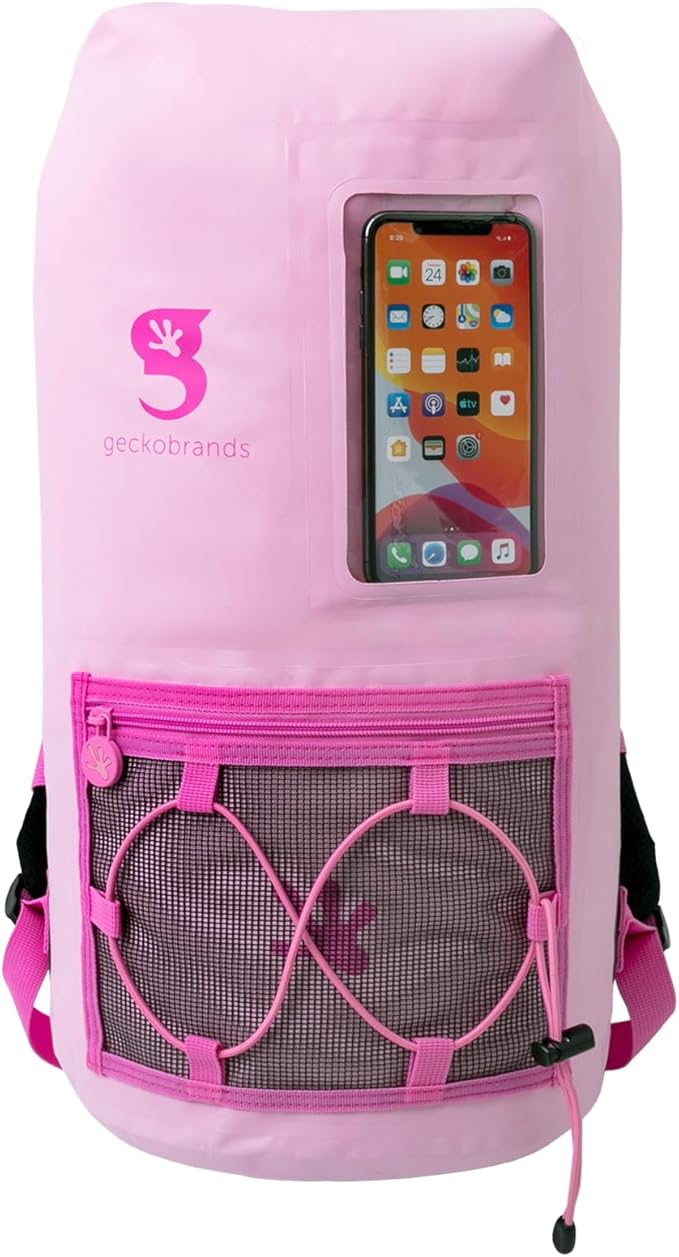 geckobrands Hydroner 20L Waterproof Dry Bag Backpack – Lightweight Roll-Top Bag with Clear Phone Pouch for Outdoor Activities