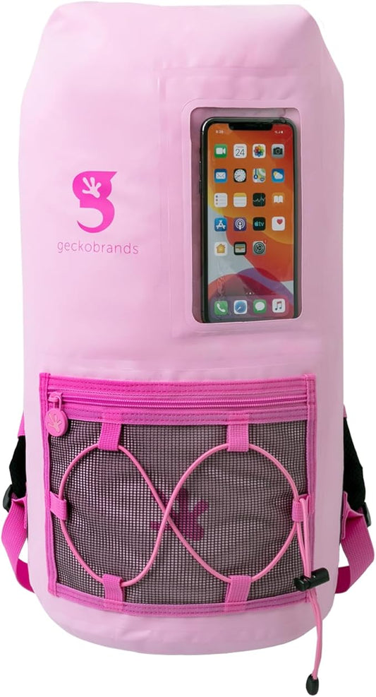 geckobrands Hydroner 20L Waterproof Dry Bag Backpack – Lightweight Roll-Top Bag with Clear Phone Pouch for Outdoor Activities