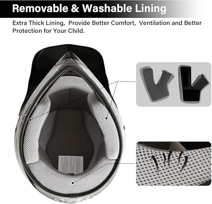 TCT-MOTORPARTS DOT Youth Kids Motocross ATV Helmets Four Wheeler Offroad Street Dirt Bike Go-Kart BMX MX Full Face Helmet Black Skull Samll Size