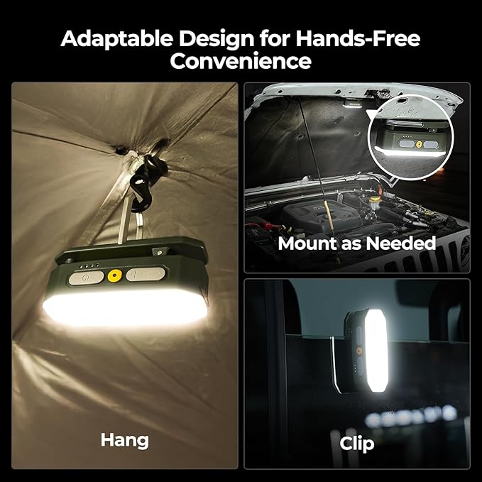 BougeRV Movable Area Light, Rechargeable Camping Lantern, 3200mAh Portable Camping Light, IP65 Waterproof, Camp Lamp for Tent, Power Outages, Emergency, Outdoor(Dark Green Version)