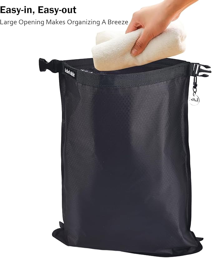 Waterproof Wet Bag for Swimsuit, Black Swim Bag for Beach Vacation Wet Clothes, Dry Bag for Camping Kayaking Boat Travel, Soap Travel Case, Black Band