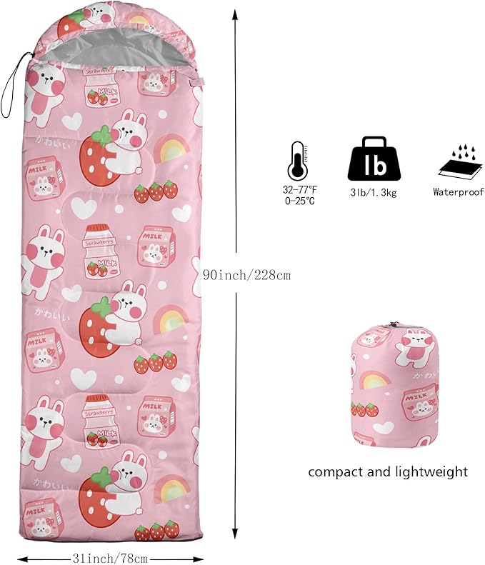 QOOMO Camping Sleeping Bags,3 Season Warm & Cool Weather,Lightweight,Waterproof Sleeping Bags for Adults & Kids,Traveling,and Outdoors,Camping Gear Equipment