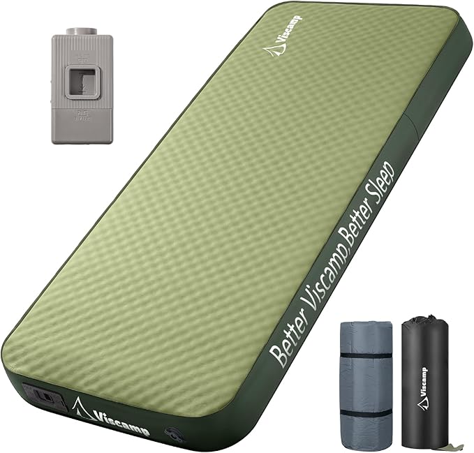 Self Inflating Camping Sleeping Pad, 4" Memory Foam Camp Pad Self Inflating Mattress Sleeping Pad Camp Mat for Camping(Green)