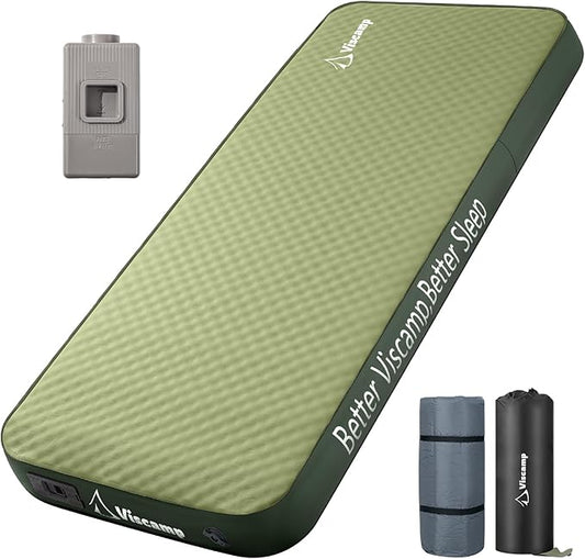 Self Inflating Camping Sleeping Pad, 4" Memory Foam Camp Pad Self Inflating Mattress Sleeping Pad Camp Mat for Camping(Green)