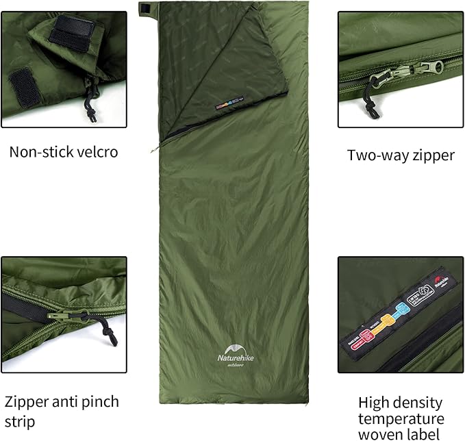 Naturehike Lightweight Sleeping Bag - Compact, Ultralight, Envelope Backpacking Bag - Portable, Waterproof, Comfortable With Compression Sack for 3 Season Camping, Traveling, Hiking