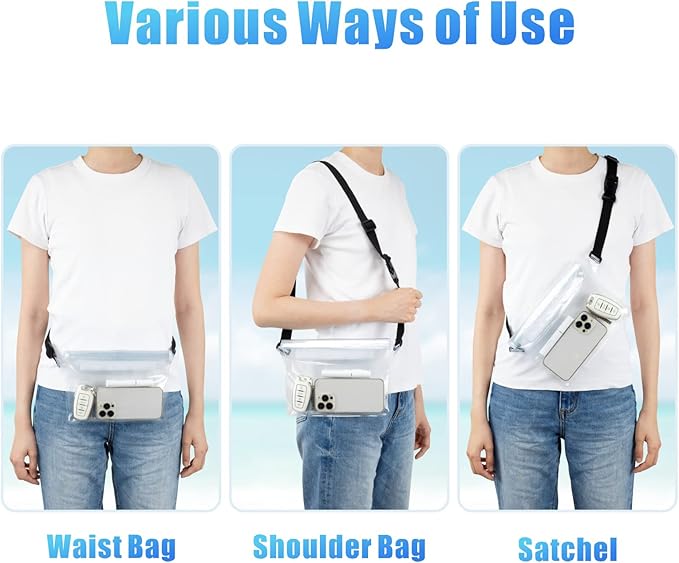 F-color Waterproof Fanny Pack - Waterproof Phone Pouch with Waist Strap - Cruise Essentials 2025 Must Haves Waterproof Pouch Dry Bag Keep Phone Valuables Safe for Beach Kayaking Boating Fishing