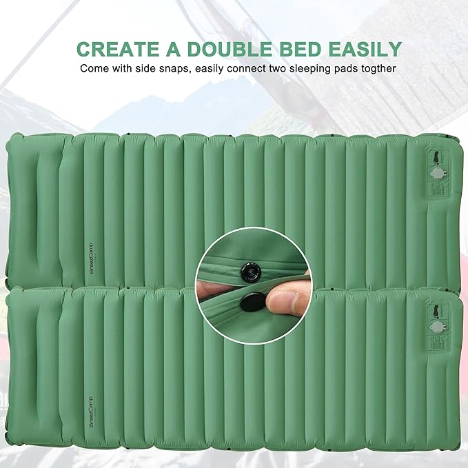 Camping Sleeping Pad,Ultralight Inflatable Camping Pads with Pillow & Foot Pump for Outdoor Hiking Travel Tent Backpacking Trip Car Camp Gear, Airpad Carry Bag,Compact Camping Mat, Green