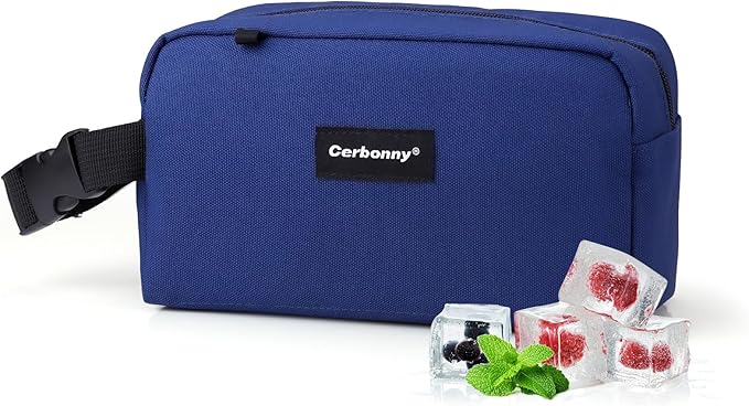 Cerbonny Small Cooler Bag Freezable Lunch Bag for Work School Travel,Small Lunch Bag,Small Insulated Bag For Adults/Kids,Freezer Lunch Bags,Mini Lunch Bag Fit For Yogurt（Navy Blue-1）
