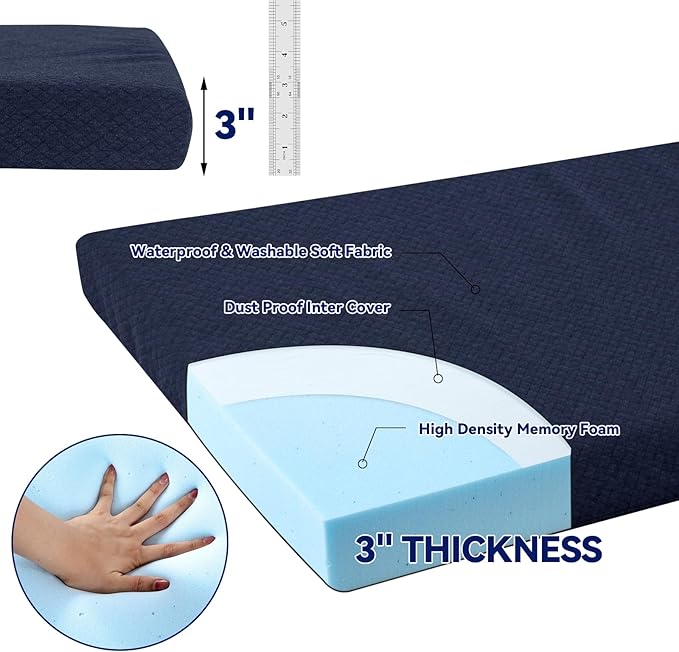 HOMBYS Memory Foam Camping Mattress Pad,Portable Sleeping Pad for Adult,Waterproof Cot Mattress,Roll Up Floor Mattress,Foldable Backpacking Travel Bed for Hiking,Guest Bed