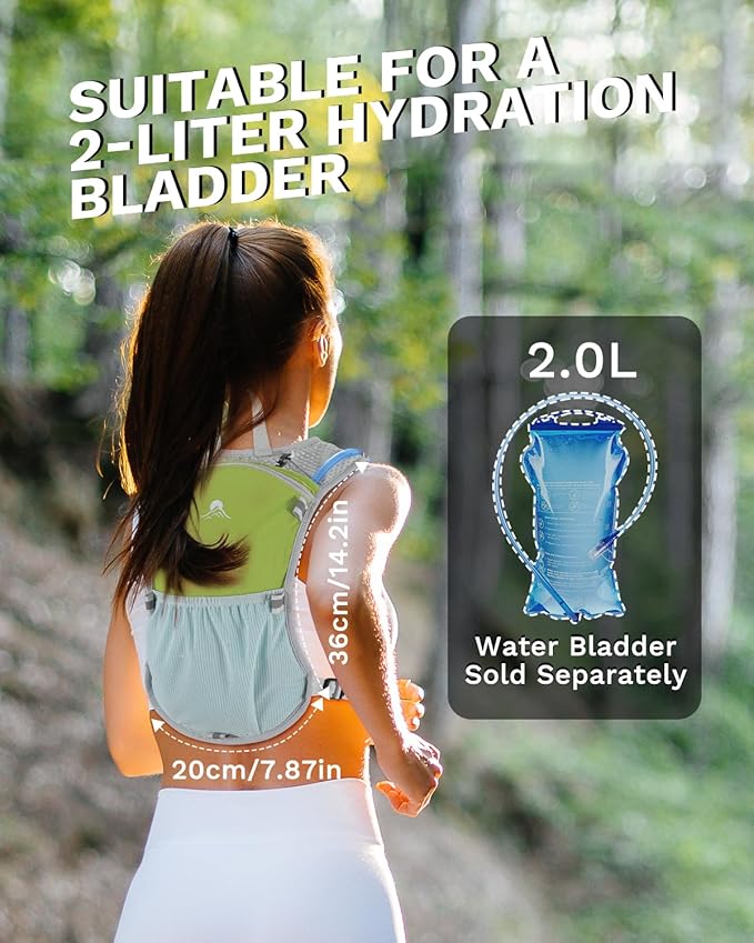 Running Vest for Women and Men, Hydration Backpack for Runners, Trail, Hiking, Biking and Walking, with Front Phone Holder, Adjustable Chest and Waist Strap