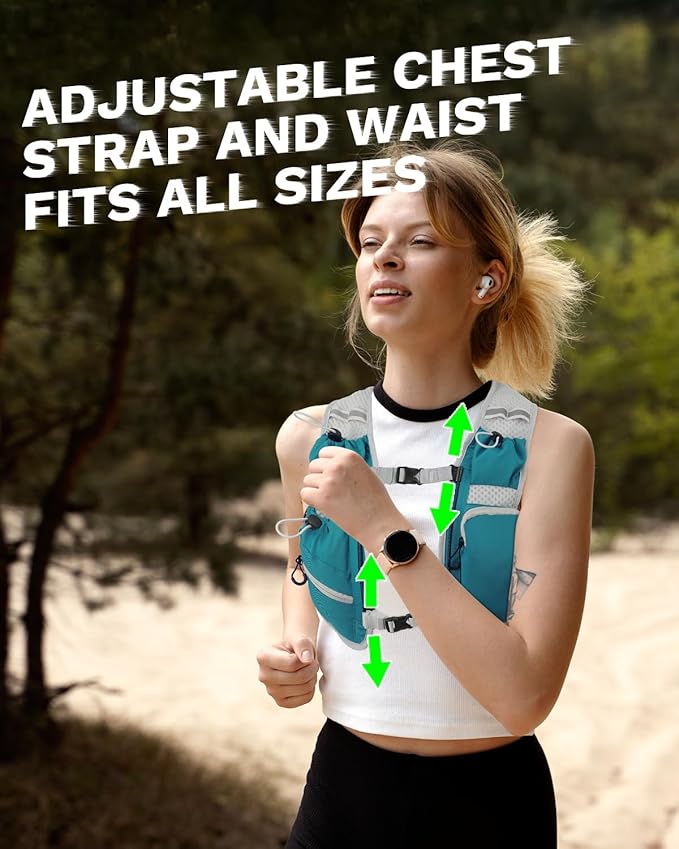 Running Vest for Women and Men, Hydration Backpack for Runners, Trail, Hiking, Biking and Walking, with Front Phone Holder, Adjustable Chest and Waist Strap
