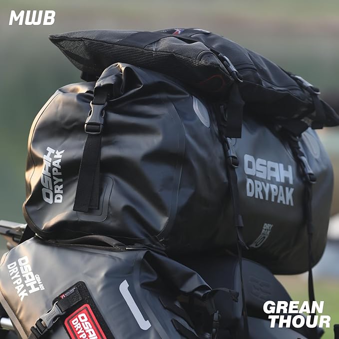 Motorcycle Dry Bag - Waterproof Motorcycle Duffle & Luggage Tail Bag Saddle Bags with Roll Top Closure, Large Storage Space，for Motorcycle Back Seat(MudBrown, 60L)