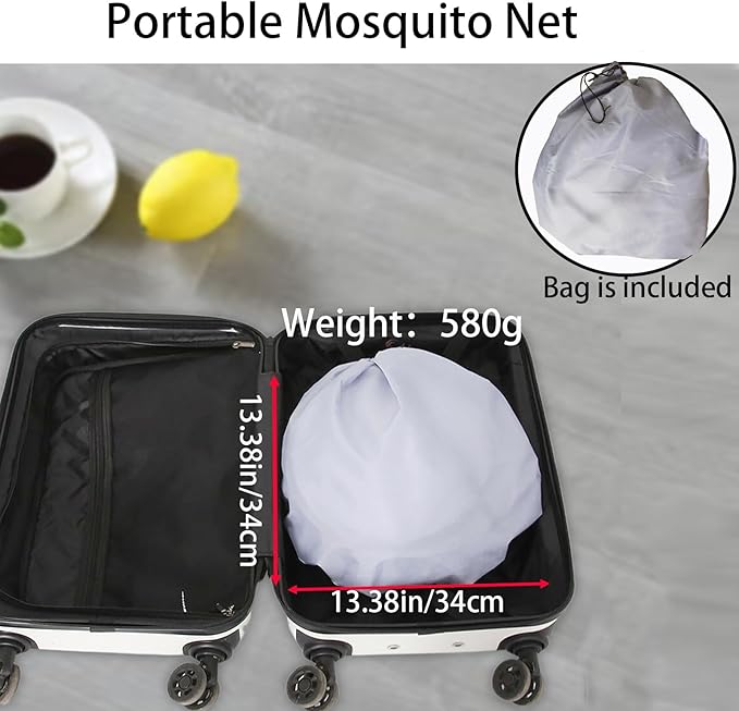 CMINGJ Portable Mosquito Net Foldable Pop-Up Travel Mosquito Net for Bed Free Installation-Suitable for Baby Adults Bedroom, Camping, nap, Patio (Large-Bottom Zipper(Black net))