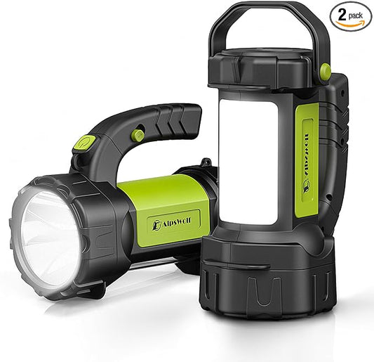 AlpsWolf Camping Lantern Rechargeable, 2 Pack Same LED Flashlight Spotlight Lantern with 800LM, 3600 Capacity Battery Powered, Portable Bright Camping Light for Emergency, Outdoor Hiking Power Outages