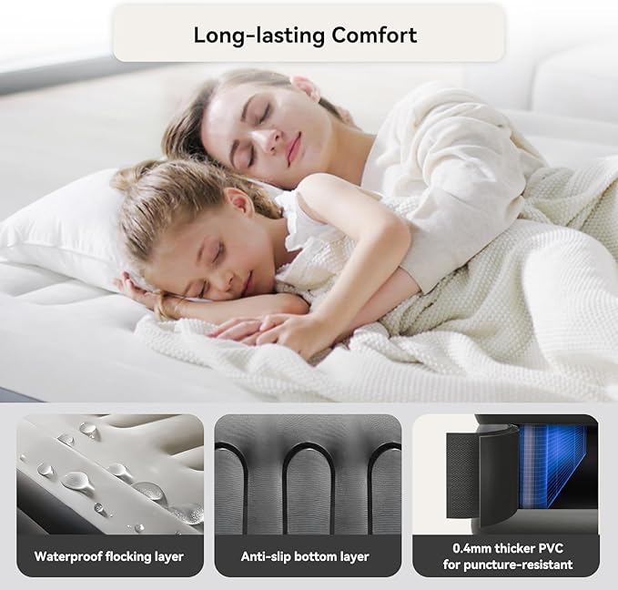 COMMOUDS Twin Air Mattress with Built-in Battery Powered Removable Pump, 13" High Inflatable Mattress, Portable Blow up Mattress, Air Bed for Camping, Home and Guest